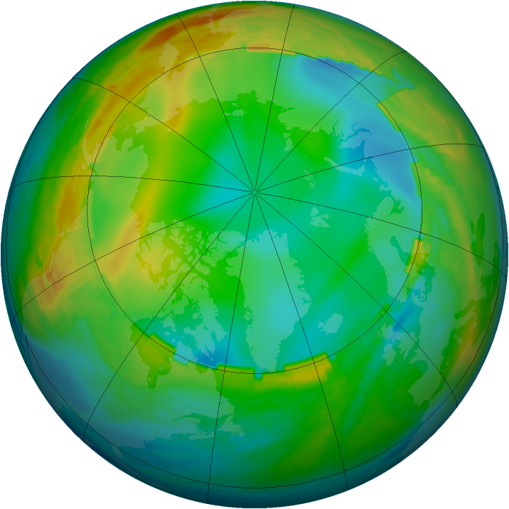 Arctic ozone map for 21 December 1988